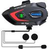 VCOROS Interfono Moto VR1 Plus,Sistema di Comunicazione per 2 Persone entro 500m,Auricolare Casco Moto,IP56 Impermeabile,Interfono Casco Supporta Le Chiamate Vocali Controllo Della Musica (1Pack Hard Mic)