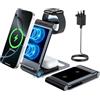 Bolvunes Stazione di ricarica 3 in 1 per Apple Watch e iPhone da viaggio pieghevole per Apple Watch e iPhone 17 16 15 14 13 12 11 Pro Max, per Apple Watch Ultra/SE/11/10/9/8/7/6/5/4/3, AirPod Pro 3 2