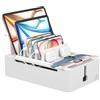 Pezin & Hulin Stazione di ricarica in bambù, organizer per dispositivi elettronici per più dispositivi come telefoni cellulari, tablet, orologi e altro, colore bianco (senza caricabatterie USB e cavi