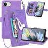Ysnzaq Portafoglio Custodia per iPhone 17e /16e SZY Viola | Pelle PU Flip Case con Porta Carte, Laccio e Funzione Stand, Disegni di Fiori Antiurto Cover per iPhone 17e /16e