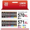 Lemero 570XL 571XL Cartucce compatibili con Canon 570 571 XL Multipack PGI-570 CLI-571 per Canon Pixma TS5050 TS6050 MG5750 MG6852 MG5753 MG7750 MG5751 TS8050 TS9050(20er-Pack)