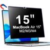 PYS Protezione Privacy Magnetica per MacBook Air 15 M2 Chip 2023 Filtro Privacy con Webcam Slider Cover per proteggere la tua privacy e sicurezza