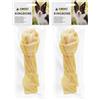Croci King Bone - Ossa annodate bianche, Snack premio masticativo per cani in pelle bovina naturale, dental stick per la pulizia dei denti, 20 cm - 100 g (Confezione da 2)