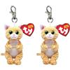 Ty Beanie Bellies Clips Anello Porta Chiavi di Peluche, Mango Il Gattino con Gli Occhioni Verdi Glitter, Gli Animaletti di Peluche con Il Pancino Morbido 12 Cm T43112 (Confezione da 2)