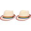 Boland 44634 - Cappello di paglia arcobaleno Pride, Progress, LGBTQ, copricapo, accessori per costumi per CSD, Carnevale e festa a tema (Confezione da 2)