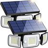 intelamp Faretto solare per esterni, luce solare esterna, faretti a LED solari, potente, 6000 mAh, batteria solare 1200 lm, con sensore di movimento, garage luci da giardino (2 confezioni)