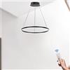 LAMPLAY Lampada A Sospensione Moderna A LED Rotonda, 1 Lampadario Ad Anello Nero, Dimmerabile Con Telecomando 3000K-6000K Lampada Da Soffitto, Altezza Regolabile, Soggiorno Camera Da Letto(Ø40cm)