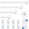 Aiitomg 4 Pezzi Aste Tende per Finestre Senza Forare Bastoni per Tende a Vetro Bacchette Tende Estensibili per Negozi, Armadi, Finestre, Cucine, Progetti Fai Da Te(52-85cm, Bianco)