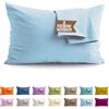SoNiT home decor SONIT - Set 2 Federe Celeste Cuscino Letto 50x80 cm 100% Cotone con Chiusura a Busta, Morbidi e Traspiranti, Letto Matrimoniale, Fodere Guanciale Lavabili Biancheria Letto, Made in Italy