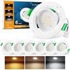 COTLEDL Faretti Led da Incasso per Cartongesso Orientabili, 5W 450LM Faretti LED Soffitto 3000K/4000K/6000K, Foro Ø68-80mm, IP44 Faretto da Incasso Interno per Bagno Soggiorno Cucina, Set da 6