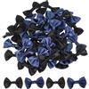 QUARKZMAN 50Pz Fiocchetti Blu Scuro e Nero 1.5 x 1 Mini Fiocco di Nastro Raso Multicolori Piccoli per Cucito DIY Scrapbooking Regalo Presente Decorazione Casa Natalizi