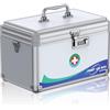 Uniclife Cassetta di Sicurezza per Medicinali con Serratura a Combinazione, Portapillole Metallico per Pronto Soccorso con Maniglia e Tracolla Regolabile, Scatola Bloccabile per Farmaci 30x17,8x19 cm
