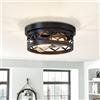 LVWIT Faretti da Soffitto Orientabili Nero, Plafoniere da Soffitto Rustica con 2 Luci, Faretti Soffitto Fattoria con E27 Base, Plafoniera Interno per Camera da Letto, Cucina, 25CM(Senza Lampadina)