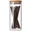Stgbcst Barattoli in vetro con coperchio in bambù, ermetici, per pasta e cereali, per spaghetti, pasta, farina, chicchi di caffè (15 x 6 cm)
