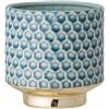 Nordring - Vaso decorativo vintage per piante da interno, in ceramica, colore blu cielo, con finitura dorata, taglia M (12,5 cm di diametro)