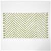 HOMESCAPES Tappeto da bagno in cotone verde salvia a zig zag super assorbente tappeto da bagno tufted con pompon 50 x 80 cm