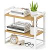 THYGIFTREE Organizzatore per Scrivania con Scaffale in Legno Robusto, Mini Libreria da Scrivania Scaffale Doppio Ripiano con Design Reversibile per Soggiorno, Studio e Ufficio (Bianco)