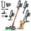 INTETURE 50 KPA/600 W Aspirapolvere senza cavo, 65 Min(ECO) Aspirapolvere Verticale Potente Scopa Include Tubo da 1 M e Anti-Groviglio Spazzola, Modalità Automatica, Funzione Aromatica, per Animali domestici