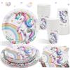 Heboland Piatti Compleanno Unicorno per 25 Ospiti, 100pcs Rosa Decorazioni Unicorno Compleanno, Stoviglie per Feste Unicorni - Piatti Unicorno Feste Bambina, Tovaglioli, Tazze