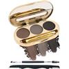 LYSdefeu Palette Di Tre Colore Sopracciglia, Pennarello Sopracciglia Waterproof Long Lasting Eyebrow, Gel Multifunzionale Per Sopracciglia, Polvere Per Make Up con Pennello Per Rasoio Set-02