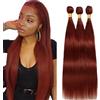Tuheerst Straight Human Hair Bundles #33 Reddish Brown Bundel Echthaar Human Hair Extensions Echthaar Tressen Double Weft Remy Hair 1 Bundle Total 150g 30 32 34 Inch