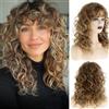 Dsimeig Parrucca Lunga Ondulata Bionda Marrone per Donne, Lunghezza Spalla a Strati, Capelli Sintetici in Fibra Resistente al Calore