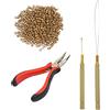YTBYT Set di extension per capelli con 1 paio di pinze per capelli I-Tip Hair, 1 micro anello, 1 gancio e 500 microanelli per extension per capelli (biondo scuro)