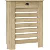 HOMCOM Copertura per radiatore copri radiatore griglia a doghe orizzontali con 2 cassetti in legno 78l x 19P x 95,5H cm rovere | Aosom Italy