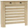 HOMCOM Copri-radiatore cache radiatore griglia a listelli orizzontali con 2 cassetti in legno 111l x 19P x 95,5H cm rovere | Aosom Italy