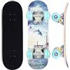 ERNAN Skateboard Completo per Principianti. Skateboard completo da 17 * 5 pollici. Double Kick Deck Concavo con 7 strati per ragazzi, ragazze. (Dolphin)
