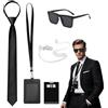 SNBUHA 6 Pcs accessori costume autista, Agente, Spy, guardia giurata Costume Accessori, con occhiali sole cravatta porta carte tubo auricolare ricevitore Carta d'identità, per Natale Halloween feste