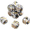 QUARKZMAN 10Pcs Dadi Standard Colorati A 6 Facce, 16mm Acrilico D6 Mini Poliedrici Perle Motivo Bicolore Set Dadi Per Giochi Da Tavolo, Bianco/Nero, Punti Oro