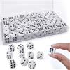 Klerbesh Set di 100 Dadi da Gioco 14mm, Dadi a 6 Facce Standard D6 in Acrilico, Ideale per Giochi da Tavolo e Didattica Matematica, Include 2 Scatole Contenitore Trasparenti (Bianco)