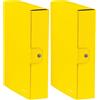 Leitz - Scatola portadocumenti con chiusura a bottone, Cartella progetti in cartone plastificato, Giallo, 25 x 35 x 8 cm, 39670016 (Confezione da 2)