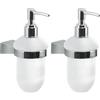 GEDY | Dosasapone Tonale, Dispenser Sapone in Acciaio Inox, Cromall e Vetro Satinato, Fissabile con Viti Incluse, Cromato, 17x7x10,5cm, Capacità 170ml (Confezione da 2)