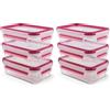 Emsa Clip & Close Contenitore Salvafreschezza, Set 3 Pezzi, Plastica, Trasparente/Lampone, da 0.55 l (Confezione da 2)