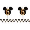dekora - Candeline di Compleanno di Topolino - Candele di Disney di Cera di Paraffina Senza Fragranza - Candela di Compleanno con Orecchie di Mickey Mouse Nero e Oro - 8,5 cm - Candeline Numero 6