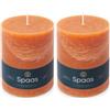 Spaas - Candela pilastro in stile rustico, 100/130 mm, 95 ore, arancione (Confezione da 2)
