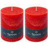 Spaas - Candela pilastro in stile rustico, 100/130 mm, 95 ore, rosso (Confezione da 2)