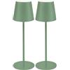 Majestic AGATA - Lampada da tavolo LED senza fili ricaricabile, Lunga durata, Dimmer Touch, Luce Calda-Naturale-Fredda, per interni ed esterni IP54, H37cm, Verde (Confezione da 2)