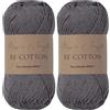 Utopia Crafts Re-Cotton Knitting Yarn, 100g Storm Grey (Confezione da 2)