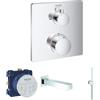 GROHE Set vasca da incasso ad incasso con bocca di erogazione, set doccetta e miscelatore termostatico Cube, Cromo