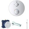 GROHE Set vasca da incasso ad incasso con bocca di erogazione, set doccetta e miscelatore termostatico tondo, cromo