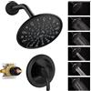 EMBATHER Rubinetto doccia con valvola, set completo di 6 soffione doccia touch-clean, kit doccia a funzione singola, nero opaco