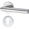 Yale Set di maniglie L 90 in acciaio inossidabile per porta con rosetta per cilindro europeo 35-S1L9-RRCY-88-3101, satinate, design moderno, adatto per porte interne ed esterne (Confezione da 5)