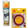 SIKA - Kit Fissaggio e Sigillatura: 1x Sikabond Mammoth Crystal (5m), Nastro Biadesivo + SikaSeal-174 (Grigio, 300ml), Sigillante Silicone Neutro Multiuso per Finestre, Porte, Giunti e Superfici