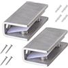 Yizzwtc 2 Pezzi Morsetto per Vetro in Acciaio Inox Lucido, Staffe per Mensole in Vetro, Supporto per Mensola di Vetro Spessore 8-12 mm Regolabile Mensola Legno/Vetro (2, Argento)