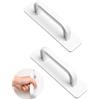 Yotlein Maniglie Autoadesive 2 pezzi 10 * 2.5cm Bianco, Non è Richiesta Alcuna Perforazione, Maniglie Autoadesive per Porte Esterne per Porta del Balcone, per Armadio, Mobili, Cucina, Guardaroba