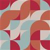 CRE8TIVE Carta da parati geometrica, autoadesiva, rimovibile, 30,5 x 300 cm, arancione, rosso, blu, beige, in vinile, Art Deco, per camera da letto, soggiorno, armadio