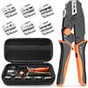 Preciva 6 Pz Set Di Pinze A Crimpare Con borsa di stoffa,Ganasce A Rilascio Rapido，Faston Kit，Crimpatrice Capicorda，Pinze Crimpatrici Per Terminali A Cavo,Isolanti, Non Isolati